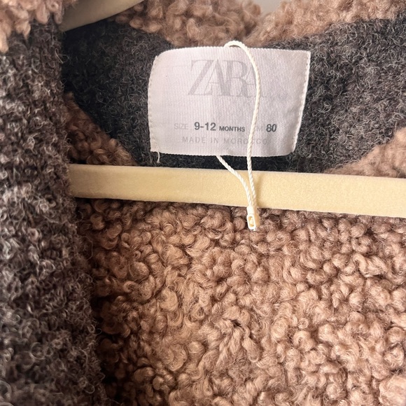 Zara kids brown boucle coat unisex size 9-12 months - Picture 5 of 6